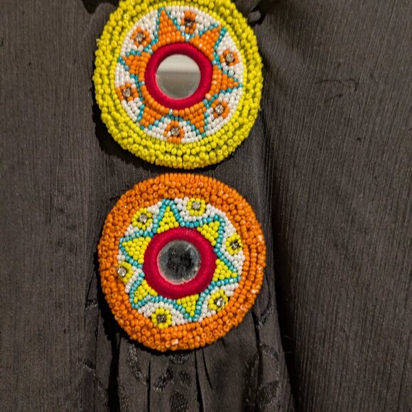 Black Maxi Dress with details colourful embroidery - Picture 3 of 7